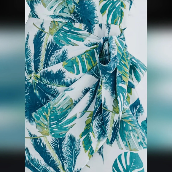 Cupshe One-Shoulder Tropical Dress in Blue and Green - Picture 3 of 14